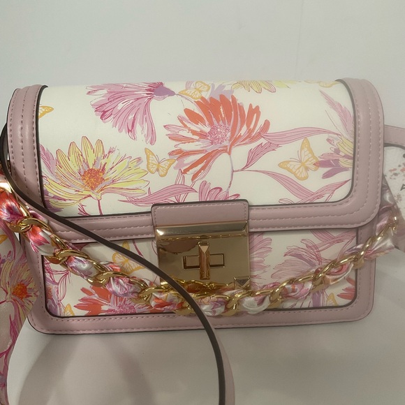 Aldo Butterfly & Floral Pink White Women's Shoulder Bag - Picture 4 of 16